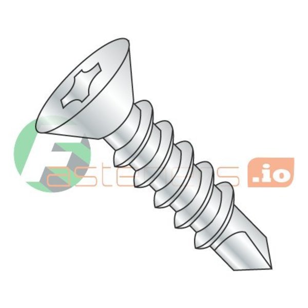 Newport Fasteners Self-Drilling Screw, #4 x 3/4 in, Zinc Plated Steel Flat Head Phillips Drive, 10000 PK 698152